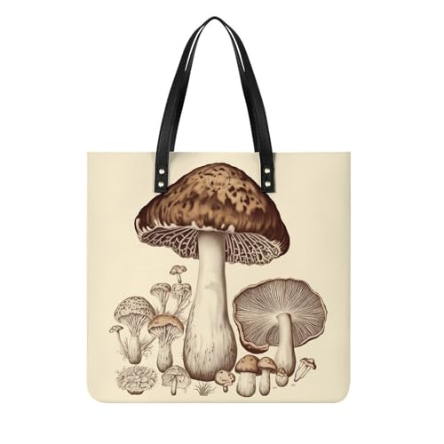 Sac fourre-tout vintage avec imprimé original champignons en similicuir souple