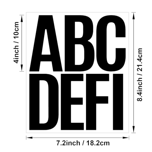 Image of 8 Sheets 4-Inch Vinyl Letter & Number Stickers, Waterproof Self-Adhesive Alphabet Decals with Symbols, Bold Black Mailbox Address Stickers for Signs, House Numbers, Windows, Cars, Bins & DIY Outdoor