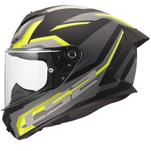 Casco Integral LS2 FF820 Rapid III Hyper Black H-V Yellow, Casco de Motocicleta con Visera Transparente, Interior Desmontable y Lavable, Sistema de Ventilación y Alta Protección (M 57/58)