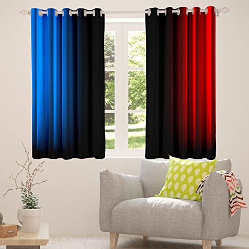 Loussiesd Geometric Abstract Ombre Women Window Curtains for Bedroom Living Room Kids Teens Blue Red And Black Striped Curtains Decor Modern Fashion Window Drapes Treatments W52*L63 - Image 3
