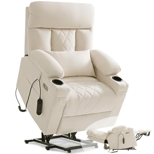 Image of Triple Motor Power Lift Recliner Chair for Elderly, Adjustable Headrest