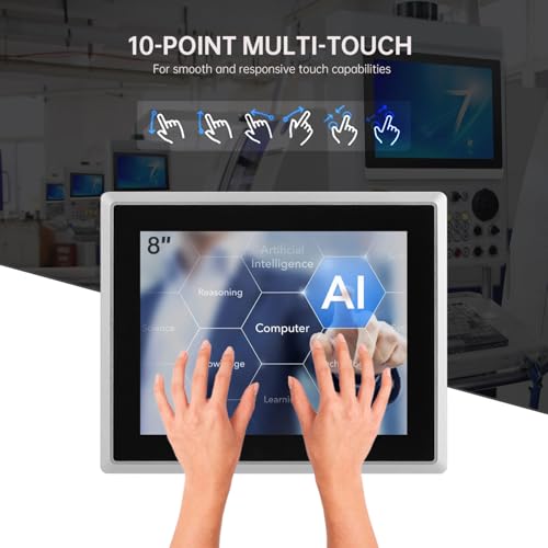 Image of 8-Inch Industrial Embedded Panel PC, Ratio 4:3 Multi-Touchscreen-Monitor,Industrial Touch Screen Panel Computer,WiFi & Built-in Speakers,IP65 Front,Win 10 I5 RAM 4G+128G SSD
