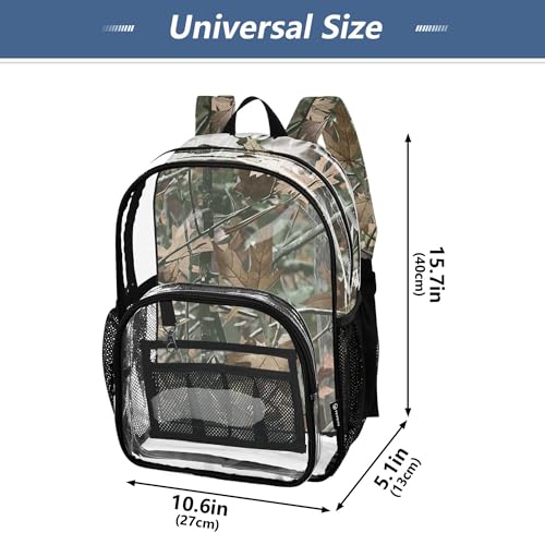 Camo Forest Trees Leaves Clear Backpack PVC Transparent Backpack Lightweight Book Bags Capacity Clear Bag for Boys Girls4