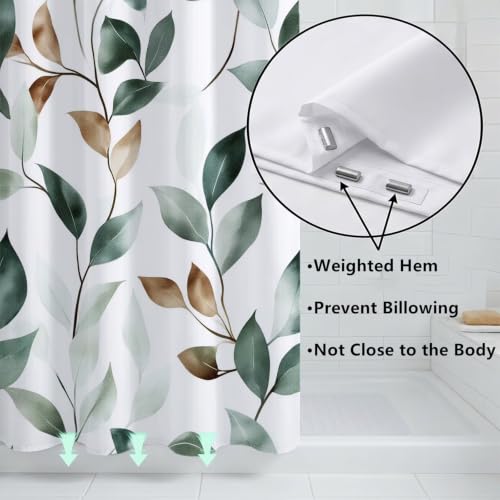 Rideau de douche feuilles 130x170cm imperméable et lavable pour baignoire - 6