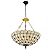 YIYIBYUS 20 Inch Ceiling Light Vintage 5 Light Stained Glass Ceiling Chandelier Peacock Green Semi-Flush Mount Close to Ceiling Lighting Fixture for Living Dining Room, Bedroom (Bulb Not Included)