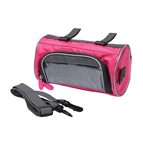 Fahrradlenker-Tasche, Mountainbike-Touchscreen-Bildschirm Vorderer Lenker wasserdichte Tasche, Fahrradzubehör Fahrrad-Frontrahmen Oberrohr-Aufbewahrungstasche (Rose Red)