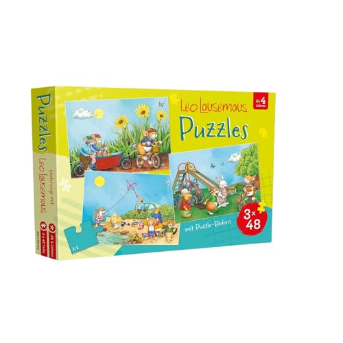 Leo Lausemaus Kinderspiel – 3 Puzzle ab 4 Jahren mit je 48...