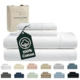 100% Egyptian Cotton Sheets King Size Sheets Set including oversized Flat Sheet, Fitted Sheet & Pillowcase sets, 1000 TC Deep Pocket King Bedsheet Set, No Pill Soft Breathable Luxury White Bedding