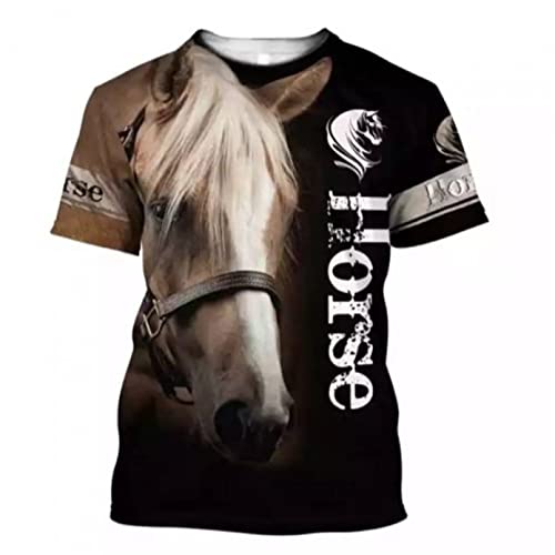 XKYDYF Hommes 3D Imprimé T-Shirts Mignon Cheval Animal Impression 3D T-Shirts Homme/Femme Mode D'Été T-Shirts À Manches Courtes Harajuku Rue Hauts Amples Cover