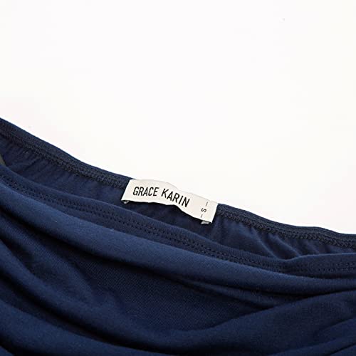 Image of GRACE KARIN Women Strapless Dress Casual Loose Ruched Long Maxi Dress with Pockets