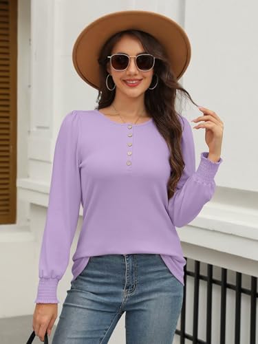 Hauts à manches longues pour femmes chic et chemises Henley décontractées - 5