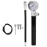 MMABEUTF Fahrradpumpe, Hochdruck, tragbar, leicht, für Rennrad, Mountainbike, Schrader-Ventil, mit Luftanzeige, Aluminiumlegierung, ergonomischer Griff, wasserdicht (Silber)