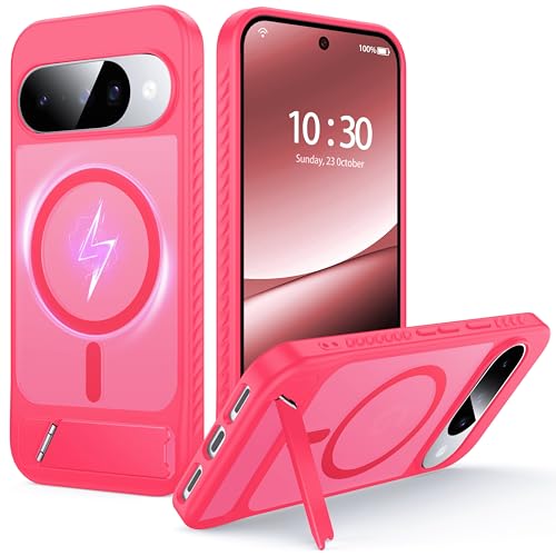 Image of for Google Pixel 10 Case /Pixel 10 Pro Case with MagSafe[Invisible Kickstand][Charge While Standing][Military Shockproof] Translucent Matte Soft Silicone Bumper Pixel 10 /10 Pro Phone Case,Rose