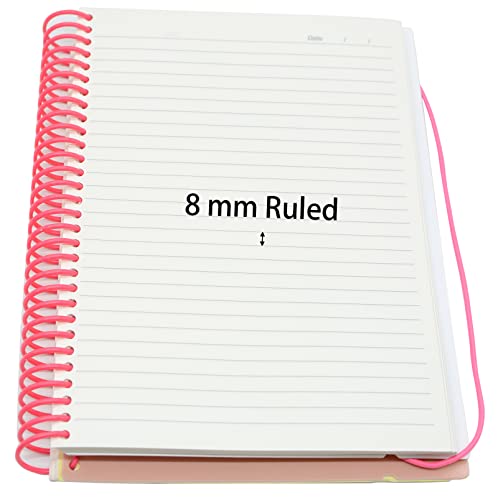 Large Spiral Notebook With Bandage, 4 Pcs 10.2 Inch X 7.28 Inch B5 Thick Plastic Hardcover 8Mm Ruled 150 Sheets (300 Pages) Journals For Study And Notes (4 Pcs Blue Pink Yellow Purple) #TOP3