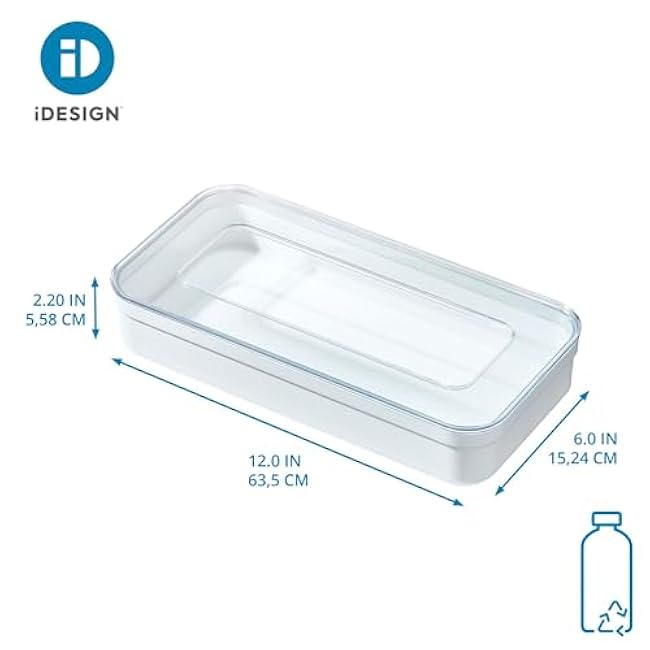 iDesign Recycled Plastic Gallon Ziplock Bag Holder and Dispenser ¨C 6¡± L x 12¡± W x 2.2¡± H, White/Clear