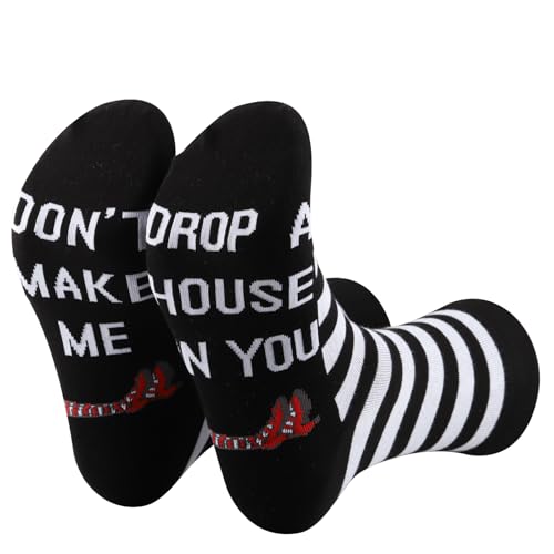 BDPWSS Wizard Movie Gifts Dorothy Ruby Gifts Ruby Red Slippers Gift Dont Make Me Drop a House On You Dorothy Fans Socks (Drop house Sock)