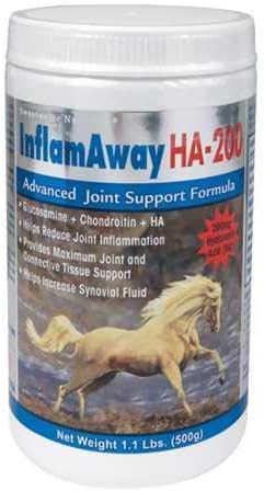 InflamAway HA-200 Equine Joint Support Supplement 1.1lb with 200mg Hyaluronic Acid, Glucosamine HCl, Chondroitin Sulfate, MSM, and Yucca