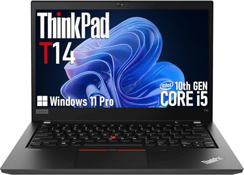 Lenovo Thinkpad T14 Gen 1 Laptop 14 Full HD (1920 x 1080) Notebook PC 10th Gen Quad-Core i5-10310U 16GB DDR4 256GB SSD Thunderbolt 3 HDMI Windows 11 Pro (Renewed)