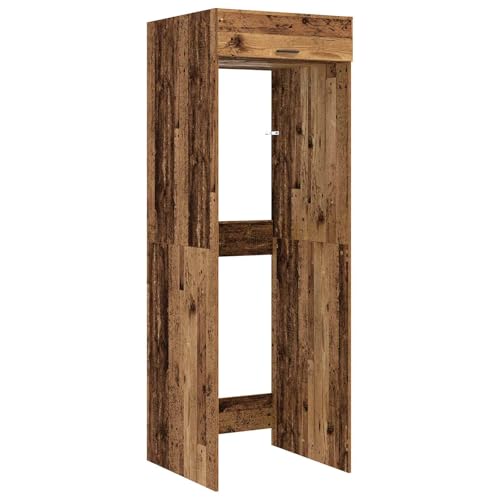 Teenpull Armario para lavadora, madera recuperada, 67,5 x 68 x 200 cm, moderno armario multiusos con puertas y espacio de almacenamiento para salón, dormitorio, pasillo, oficina con práctico sistema