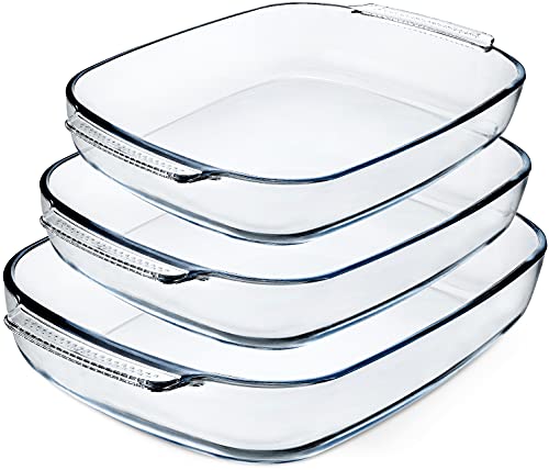 3-Piece Deep Glass Baking Dish Set,