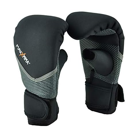 MaxxMMA Neoprene Washable Heavy Bag Gloves - Boxing Punching Training (Black, L/XL) Cover