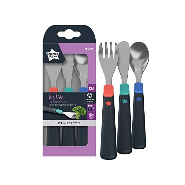 Tommee Tippee Big Kids Stainless Steel First Cutlery Set, Rounded Edges, Chunky Handles, 12m+ – Bild 4