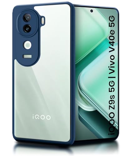 Image of WOW IMAGINE Shockproof Hybrid Back Cover for iQOO Z9s 5G | Vivo V40e 5G | Hard Slim fit Back Case | PC & TPU | Clear Transparent Case - Blue