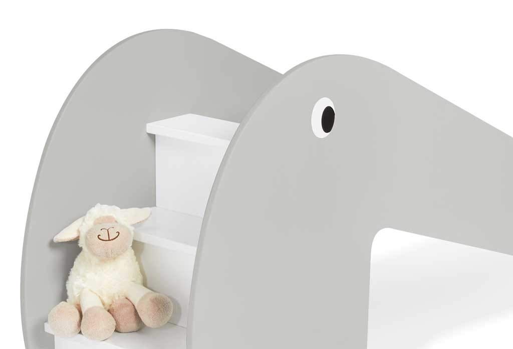 PINOLINO Tobogán de interior para niños 'Lotta', capacidad de carga 60 kg, con 2 adhesivos para los ojos, para niños a partir de 3 años, blanco/gris