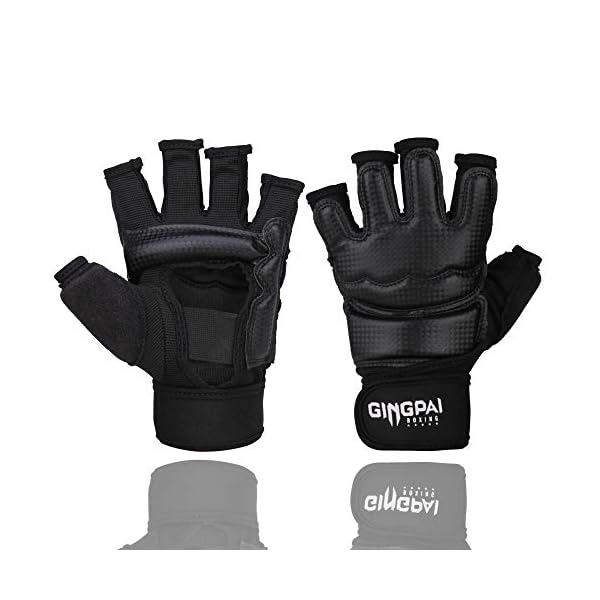 GINGPAI-Half-Mitts-UFC-MMA-Training-Boxing-Punch-Bag-Kickboxing-Sparring-Grappling-Martial-Arts-Muay-Thai-Taekwondo-Wrist-Wraps-Support-Black-Gloves-for-Women-Men-Kids GINGPAI Half Mitts UFC MMA Training Boxing Punch Bag Kickboxing Sparring Grappling Martial Arts Muay Thai Taekwondo Wrist Wraps Support Black Gloves for Women Men Kids