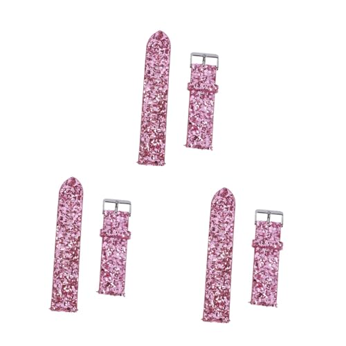 Bracelet montre de remplacement brillant en PU résistant pour dames x3