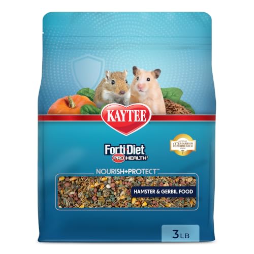 Kaytee Forti-Diet Pro Health Nourish+Protect Hamster and Gerbil Food Comprehensive Nutrition Backed by Science Digestive Health Immune Support 3 Pounds