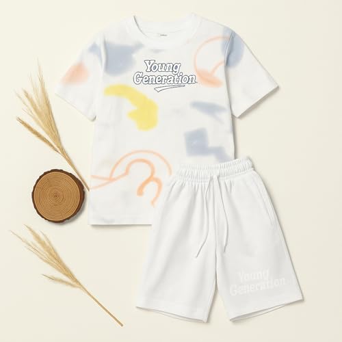 Image of Kidbea Kids Cotton T-Shirt and Shorts Set | Soft Breathable Co-Ord Outfit for Boys | Trendy & Stylish Summer Wear | Boys Clothing Set