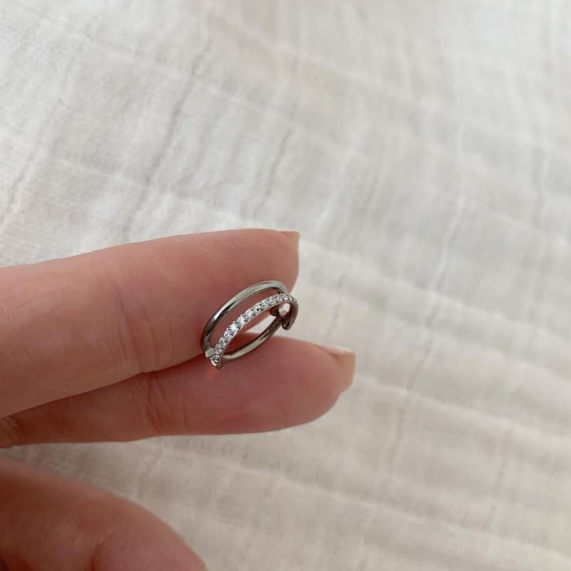 3PCS Titanium Earring Nose Ring, Cartilage Piercing Helix Earring Tragus Piercing for Women Rook Hoop Ear Stacks - Image 6