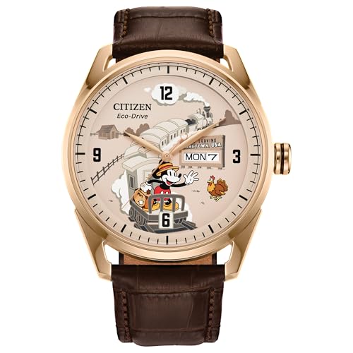 Citizen Men's Eco-Drive Hometown Mickey Mouse, Brown Leather Strap