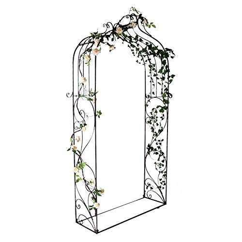 Outour Classical French Style Garden Arch With Hook, 7'6"High X 4'5"Wide, Garden Arbor Arbour Archway For Climbing Plants Roses Vines, Outdoor Garden Lawn Backyard Patio, Antique Bronze #TOP4