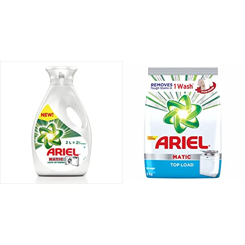 Image of Ariel Matic Liquid Detergent - 2 l & Matic Top Load Detergent Washing Powder - 2 kg Combo