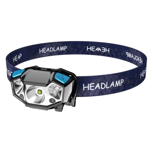 GABEALF Linterna frontal LED recargable con potente sensor, impermeable, para acampar al aire libre, uso de emergencia