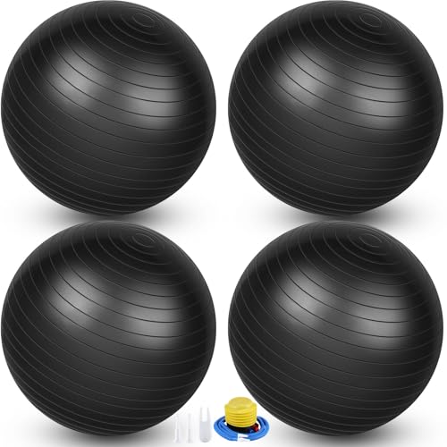 Image of Leyndo 4 Pcs 26 Inch Yoga Exercise Ball Pilates Pregnancy Birthing Fitness Ball with Quick Pump Anti Burst for Improved Posture, Balance, Yoga, Pilates, Training
