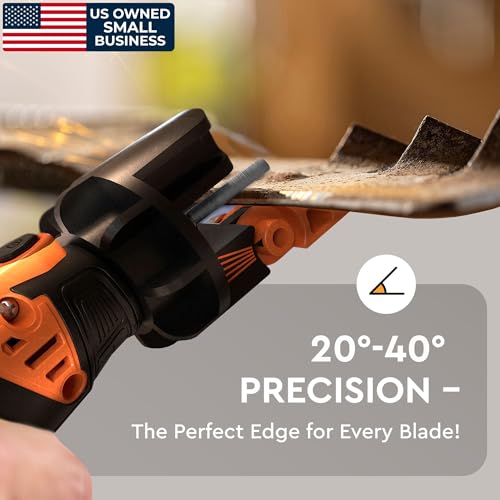 Sharp Pebble Cordless Lawn Mower Blade Sharpener – Adjustable 20°- 40° Angle Guide-Rotary Tool with Replaceable Sharpening Wheel Bits & Fast Rechargeable Battery – Effortless Precision for Lawn Care – vue 5