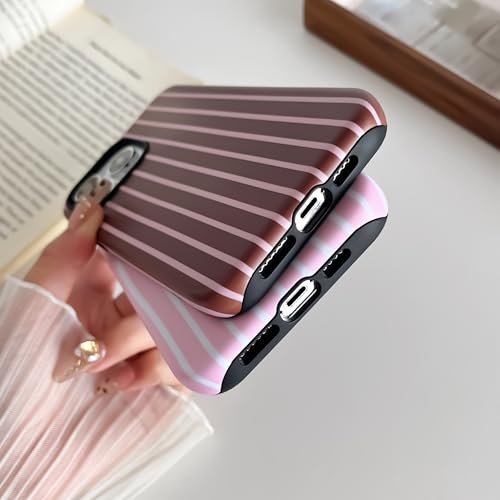 Coque iPhone 14 Pro MagSafe antichoc et fine en TPU marron à rayures - 6