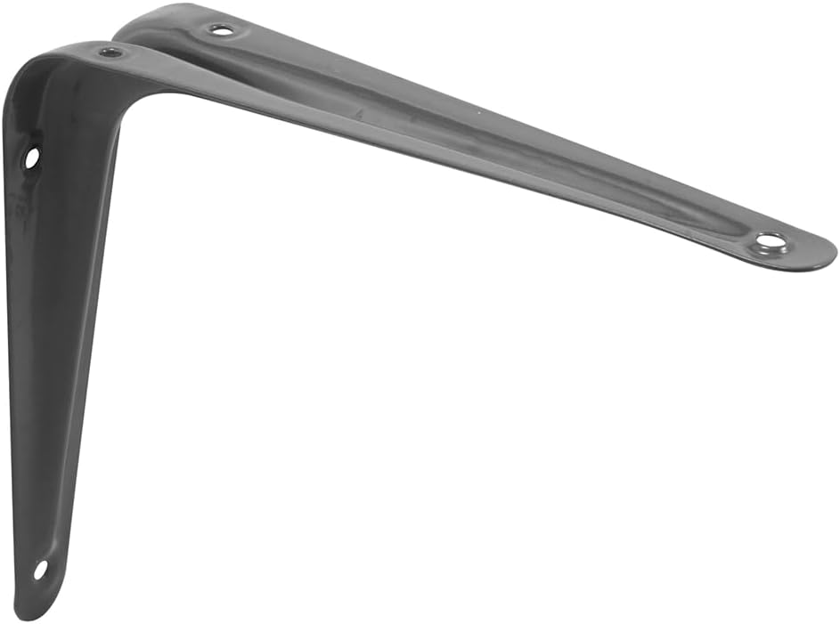 Prime-Line MP11411 Shelf Brackets, 5 In. x 6 In., Stamped Steel, Gray Enamel Finish (2 Pack)