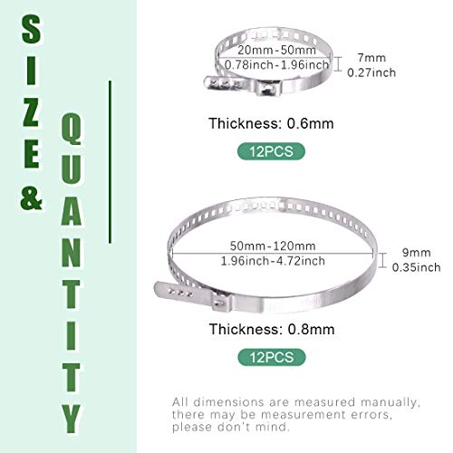 Keadic 24 Pcs Auto Cv Joint Boot Clamps Kit, 12 Pcs Small & 12 Pcs Large Stainless Steel Universal Adjustable Drive Shaft Cv Boot Clamps #TOP1