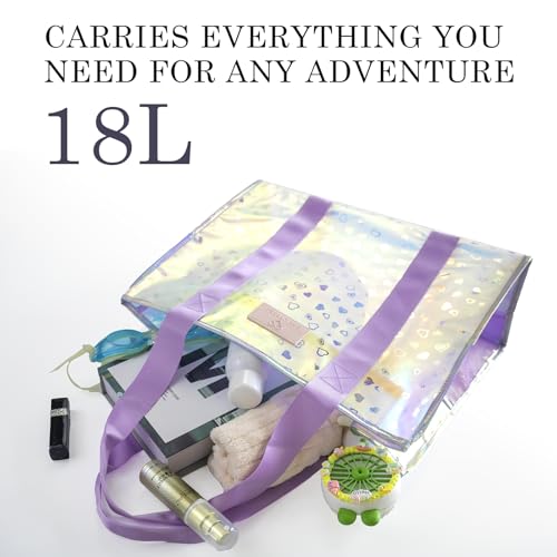 Women's Medium Beach Bag – Waterproof, Sandproof, Puncture-Resistant, Beach Tote with Shoulder Strap, Iridescent Design, Swimming Pool-Friendly, Waterproof Pockets Love pattern3