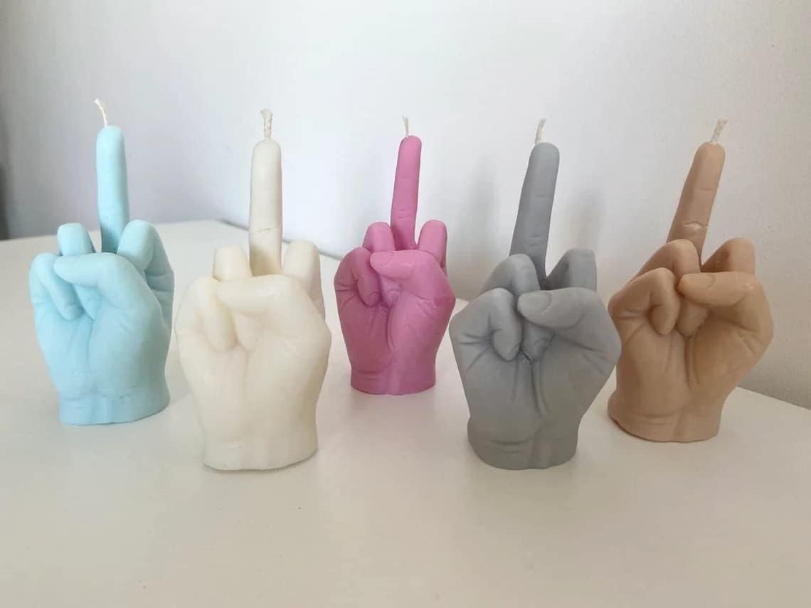 Middle Finger Candle, Homemade soy candle, Hand Fuck Candle, Teen Room Decor Candle, Funny Aeshetic Candle, Hippie Candle (Light Blue, SANDAL TREE) image 4