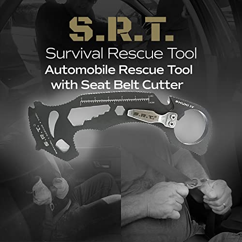 S.r.t. Survival Rescue Tool - 14 Function Premium Rescue Multitool For Everyday Carry Personal Protection Applications - Automobile Rescue Tool With Seat Belt Cutter And Window Breaker - Tsa Compliant #TOP5