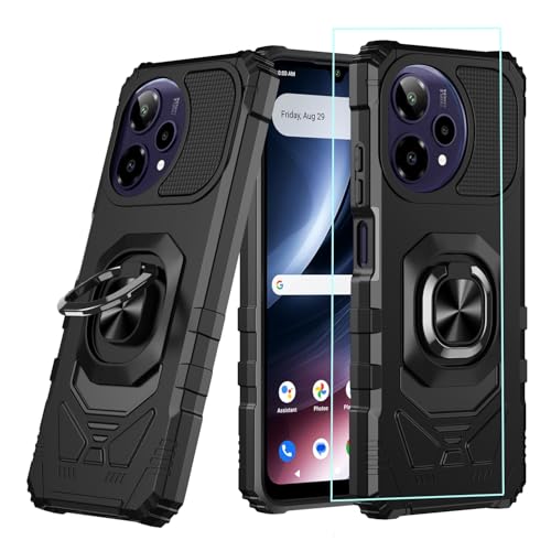 for Cricket iCon Plus 2026 Phone Case/At&t Verge 2 5G Phone Case with Screen Protector,Magnetic Ring Stand Design Dual Layer Military Grade Protection Shockproof Corner Case for Att Verge 2 Black
