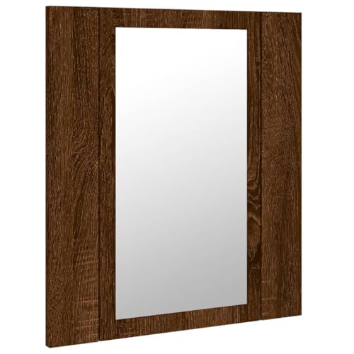 vidaXL Armario de Baño con Espejo LED, Mueble con Almacenaje, Armario de Pared para Maquillaje, Mueble para Lavabo de Aseo, Madera Marrón Roble - imagen 9