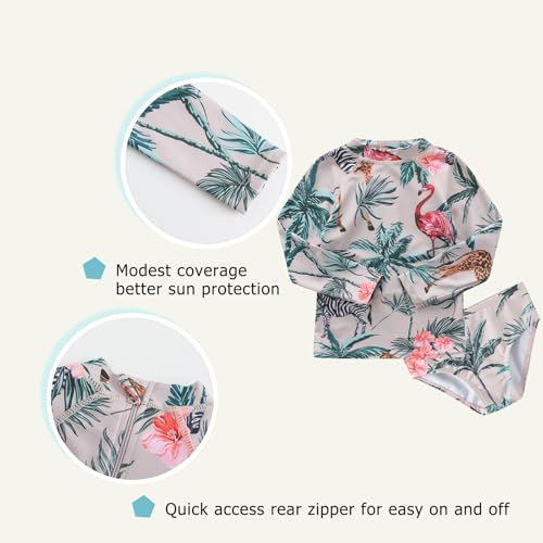 Toddler Baby Girls Rash Guard Swim Set Girls Long Sleeve Swimsuits with Bikini Bottom for Toddler Baby Girls3