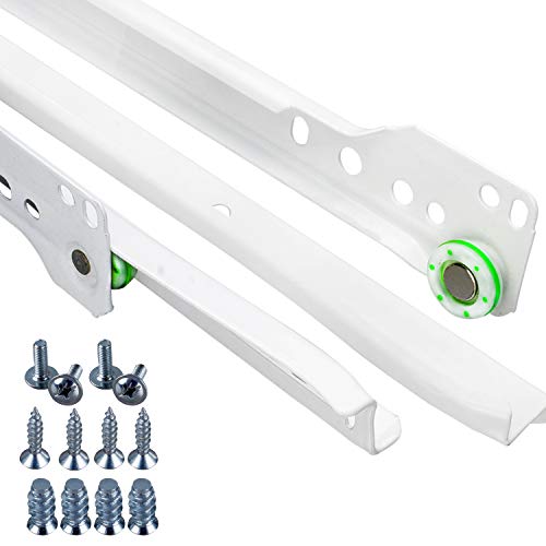 Preisvergleich Produktbild STAHLIA® Schubladenschienen SET weiss Rollenführung Teilauszug / PREMIUM VINYL ROLLEN / 300mm / 1 Set (4 Schienen) Teilauszug