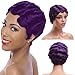 Short Wig Purple Curly Wigs Finger Wave Synthetic Hair Wig for Africa American Women Wigs Cosplay (purple)